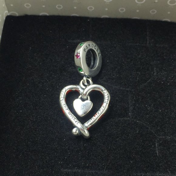 Pandora Double Candy Cane Heart Christmas Dangle Charm - Picture 2 of 3